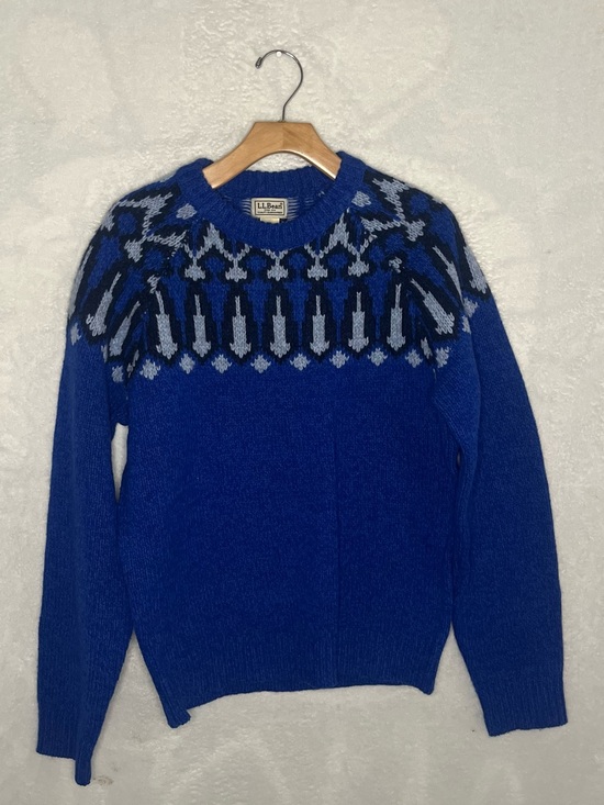 L.L. Bean Other - L.L. Bean Men’s Size Medium Bright Blue Crewneck Fair Isle Yoke Sweater